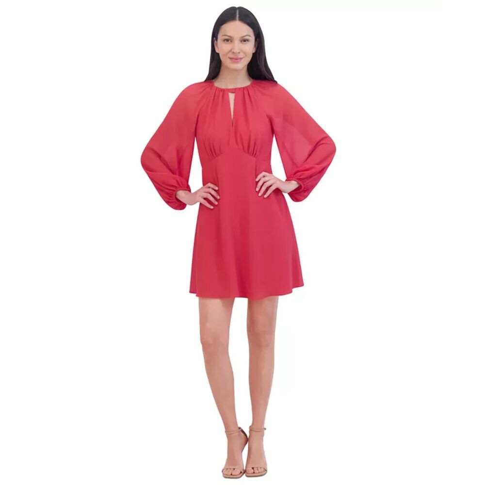NEW Jessica Howard Red Chiffon Keyhole Fit & Flare Dress - Women's Size 10 - NWT